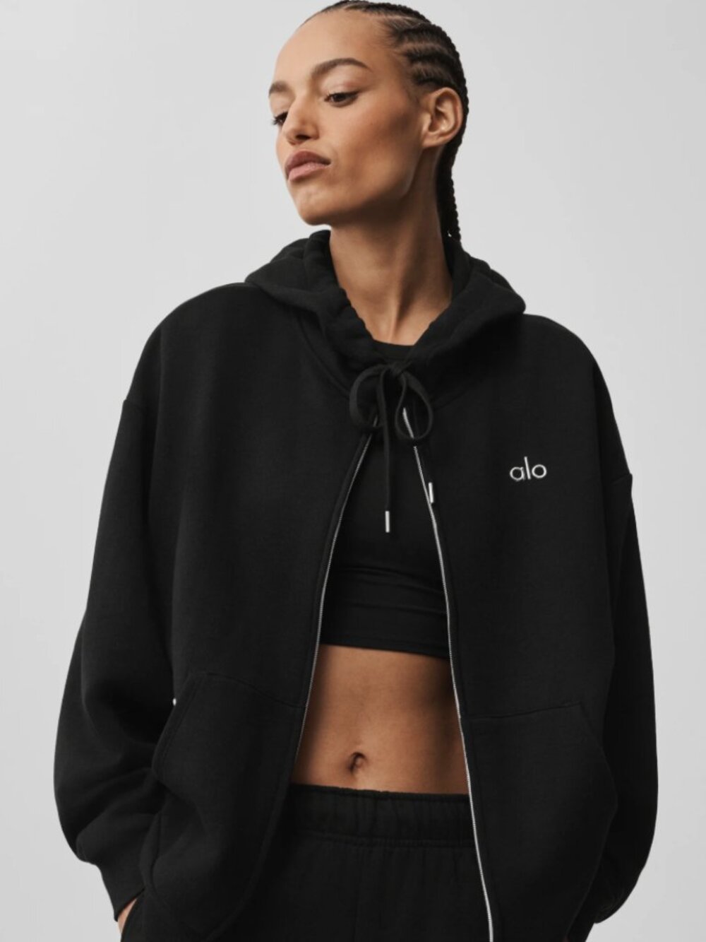 Alo Yoga Accolade Full Zip Hoodie Black Sweatshirt Size XS - XL
